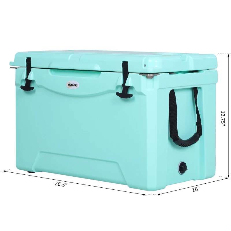 Outsunny 50 Quart Heavy Duty Ice Cooler Outdoor Insulated Cooling Box Easy Portable Cooling Bin Green