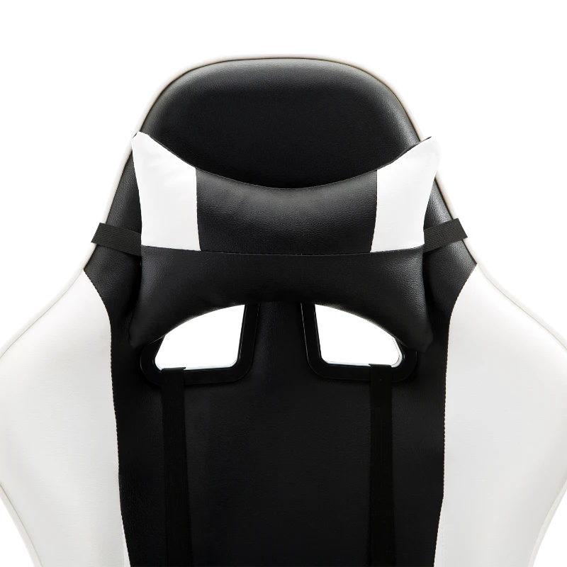 HOMCOM Executive Racecar Style Office Chair Gaming Recliner Swivel Adjustable PU Padded Home Office White