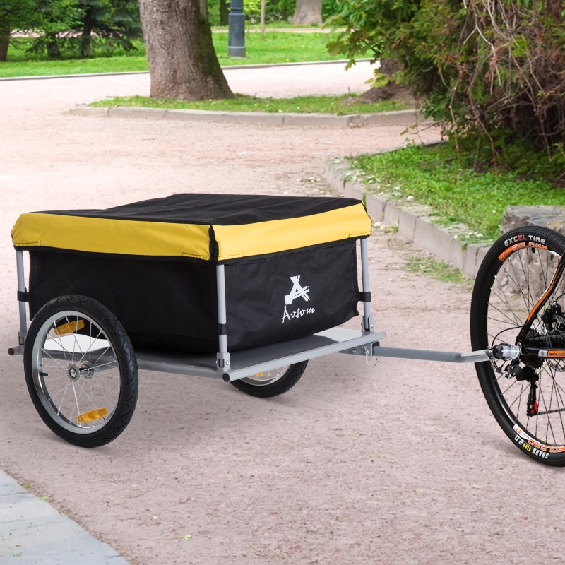 Aosom Bicycle Wagon Trailer Bike Cargo Trailer Garden Outdoor Yard