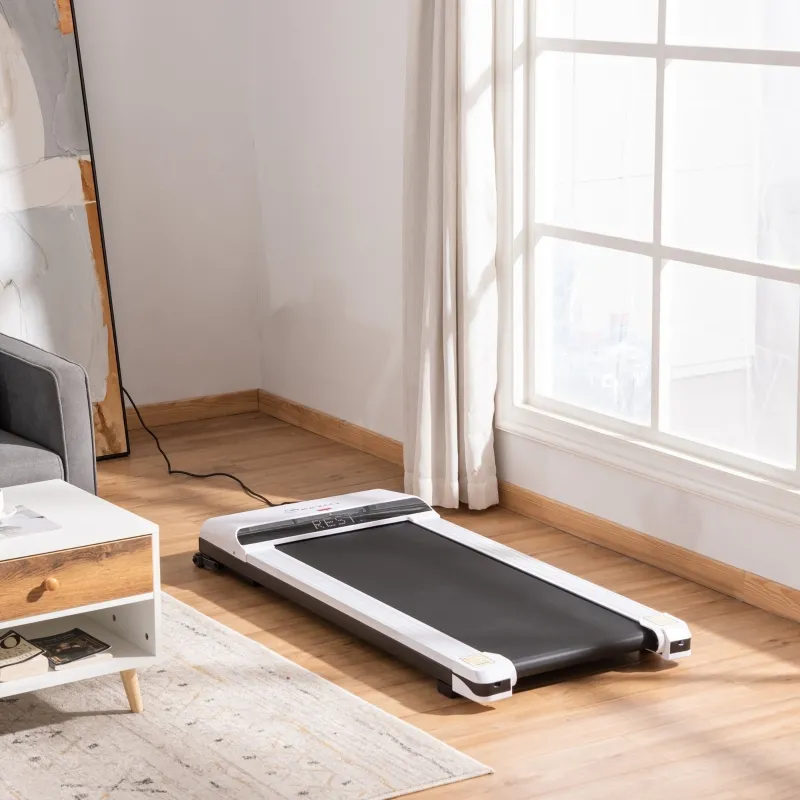 Soozier Home Gym Treadmill, Walking / Jogging Exercise Machine w/ LCD Monitor, White