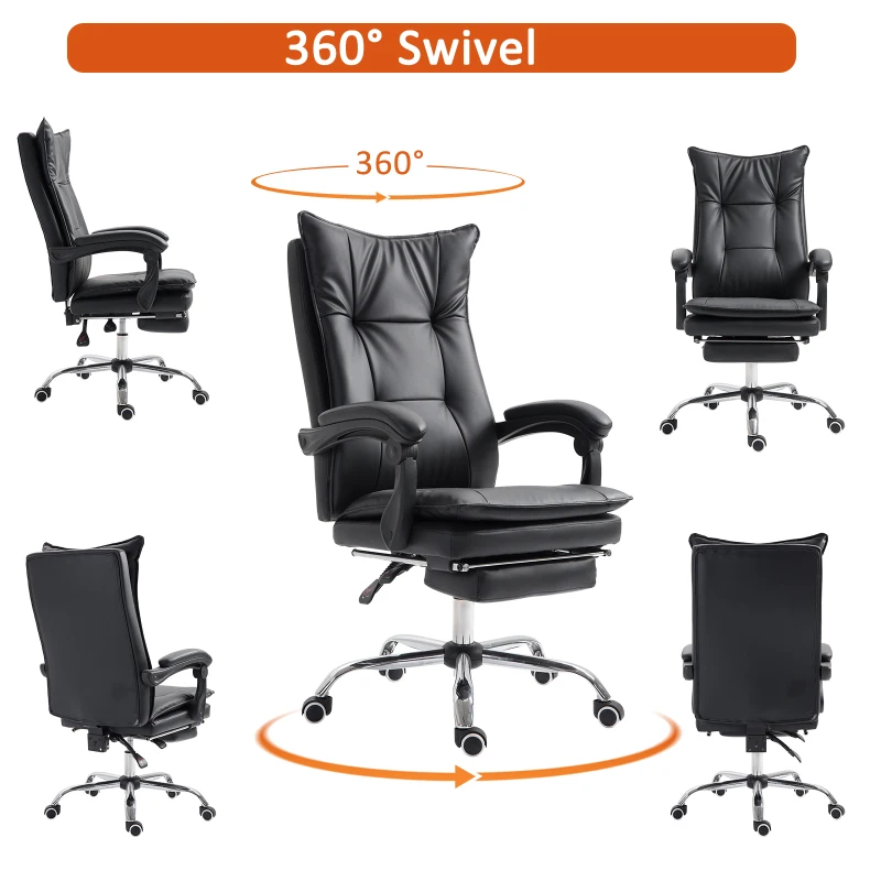 Vinsetto Ergonomic Office Chair with Footrest Black