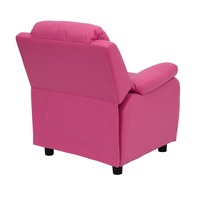 HOMCOM Deluxe Padded Children’s Recliner Sofa Kids Chair with Storage Arms (Pink)