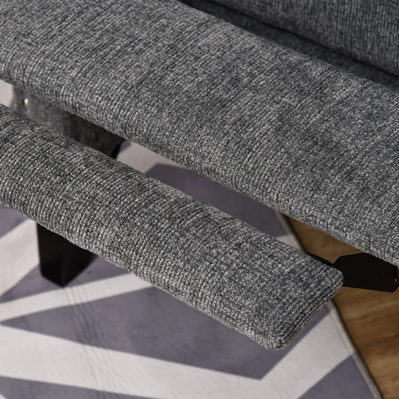 HOMCOM Push Back Manual Recliner Sofa,  Linen Fabirc Armchair with Thick Sponge Padding seat   and Footrest for Living Room, Dining Room, Office, Light Grey