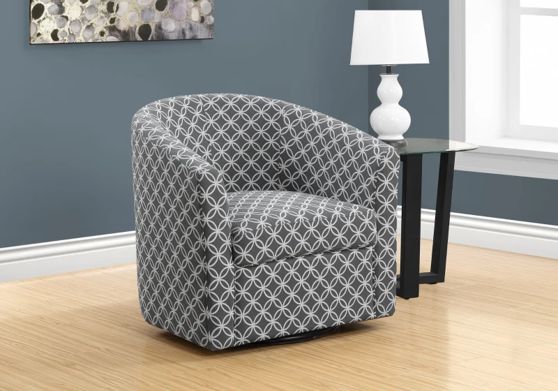 Monarch Transitional Style Upholstered Circular Print Swivel Accent Chair - Dark Brown