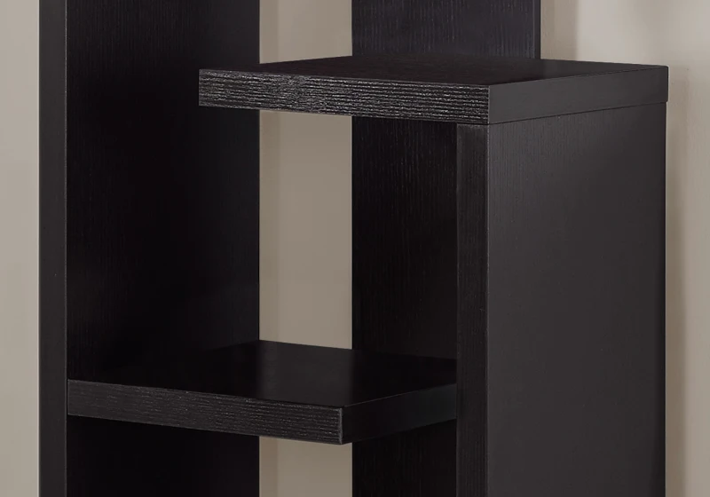 Monarch 48" Modern 5-Tier Open Concept Display Shelves Wood Grain-Look Bookcase - Cappuccino Brown Finish