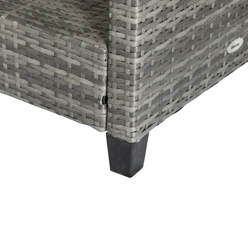 Outsunny 4 Pieces Patio Furniture Sets with Cushions, PE Rattan Wicker Conversation Chairs with Two-Tier Coffee Table for Backyard Porch Garden Poolside and Deck, Charcoal Gray