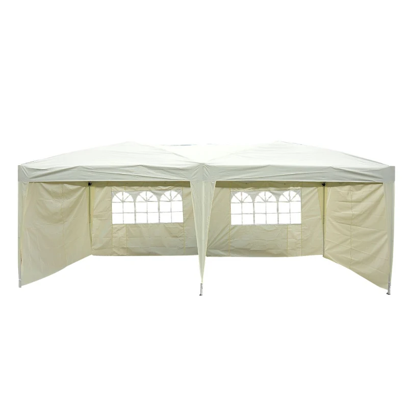 Outsunny 10’x20’ Pop Up Party Tent Outdoor Patio Instant Wedding Canopy Shelter with 4 Side Walls (Cream Grey)