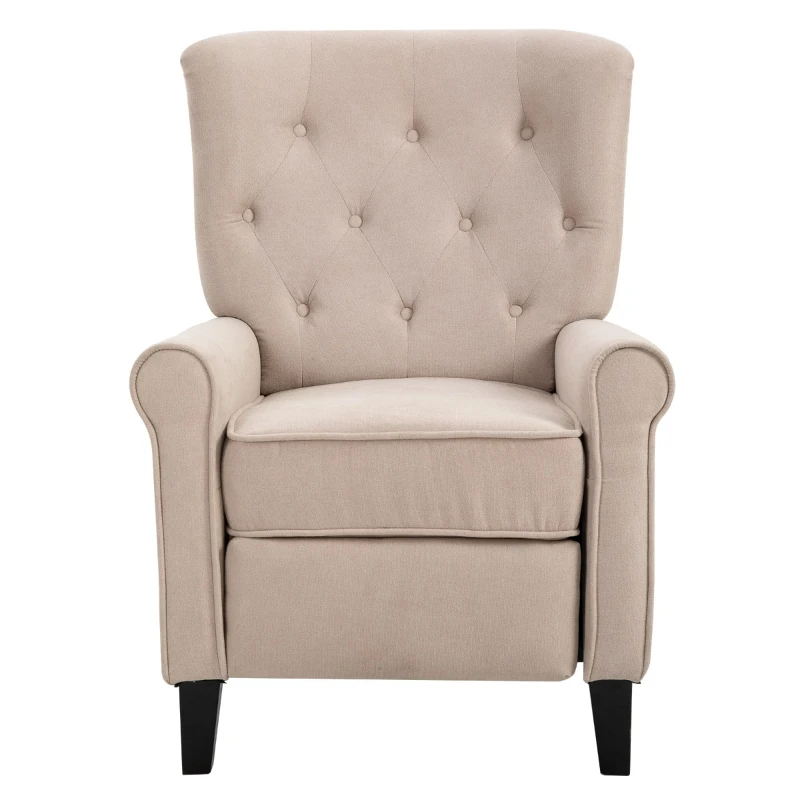 HOMCOM Linen Fabric Manual Recliner with Vibrating Massage and Wired Remote Control - Cream White