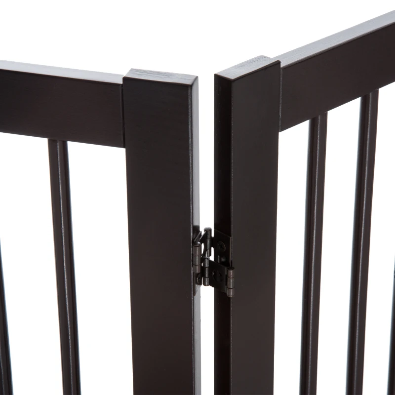 PawHut Free Standing Wooden Pet Gate Indoor Dog Barrier Foldable Step Over Doorway Fence Safety Gate with Open Door Z Shape 4 Panel