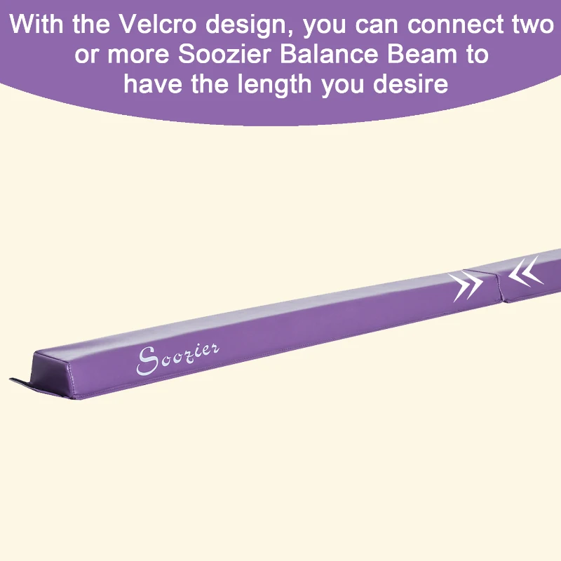 Soozier 8FT Folding Floor Balance Beam Foam Gymnastic Training Low Height Beam for Kids Home Gym Purple