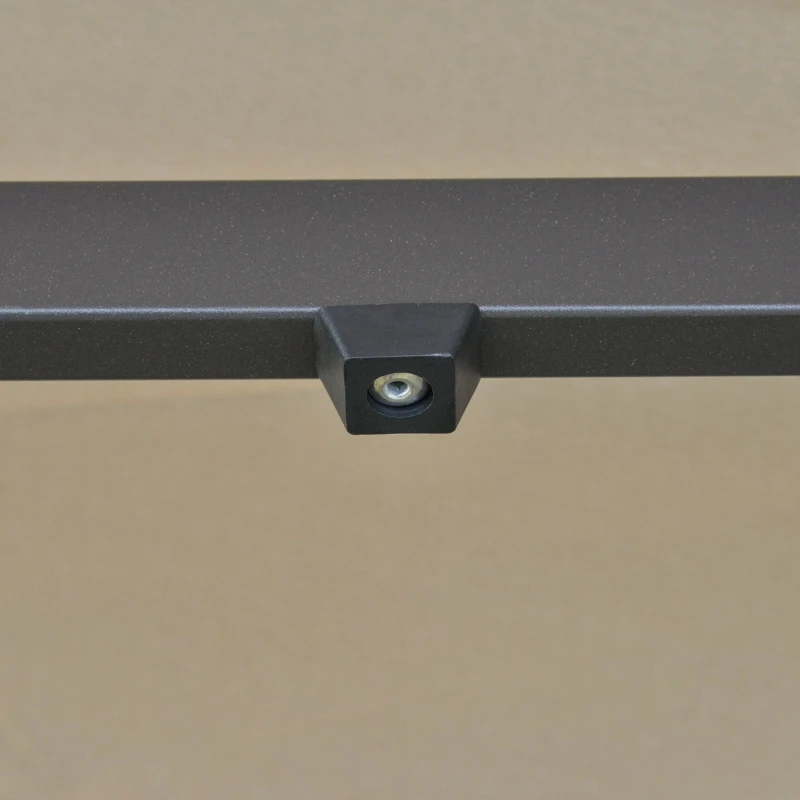 Outsunny Patio Umbrella 15' Steel Rectangular Outdoor Double Sided Market with base, UV Sun Protection & Easy Crank for Deck Pool Patio, Coffee