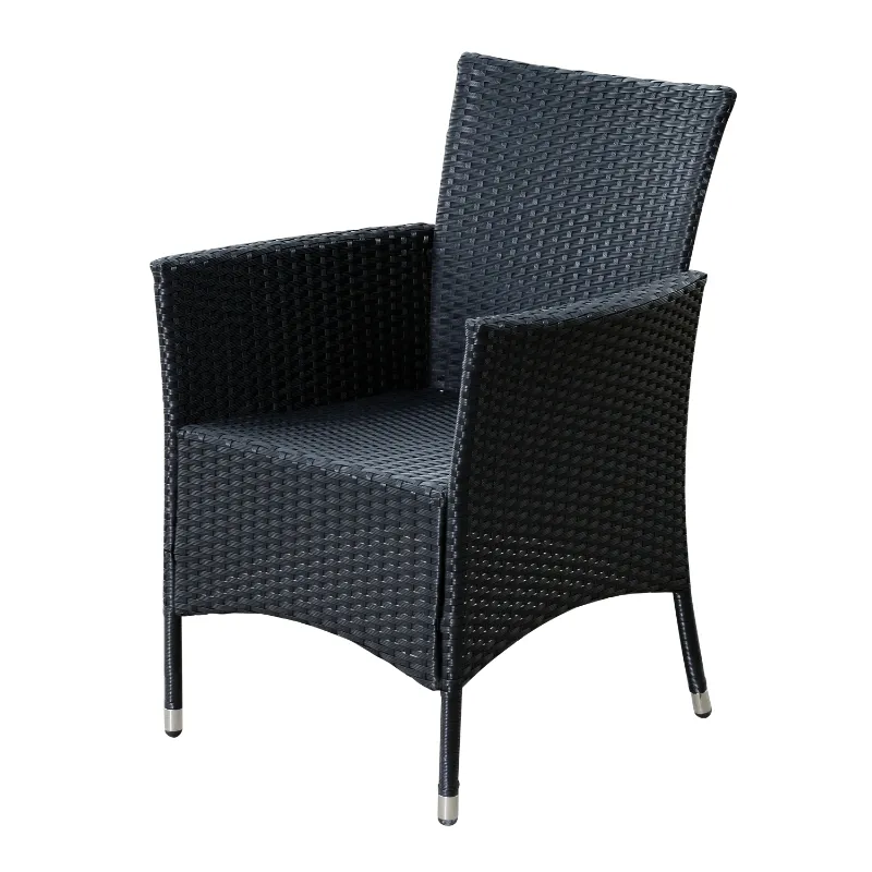 Outsunny 7pcs Outdoor Rattan Dining Set Wicker Furniture Cushioned Seat 6 Armchair 1 Glass Table Garden Patio All Weather Sectional Set