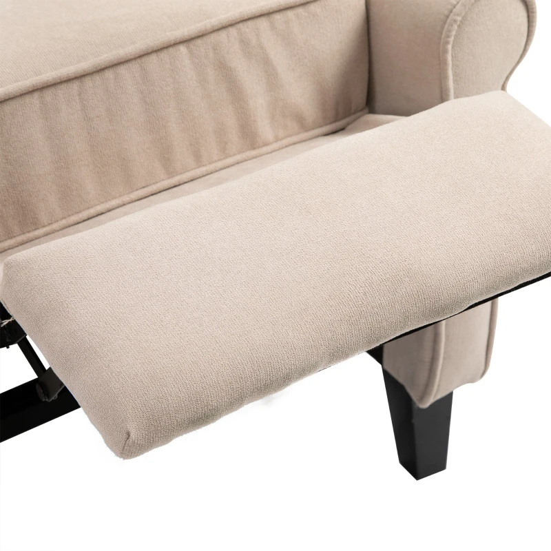 HOMCOM Linen Fabric Manual Recliner with Vibrating Massage and Wired Remote Control - Cream White