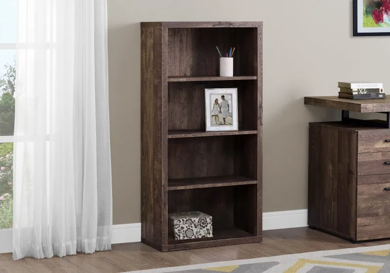 Monarch 48" Contemporary Rustic 4 Shelf Reclaimed Wood-look Bookshelf - Brown