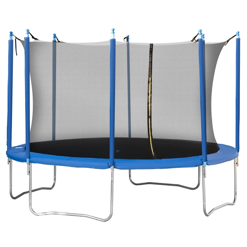 Soozier 12ft Trampoline with Safety Enclosure Outdoor Recreational Trampolines for Adults and Teens, Blue and Black