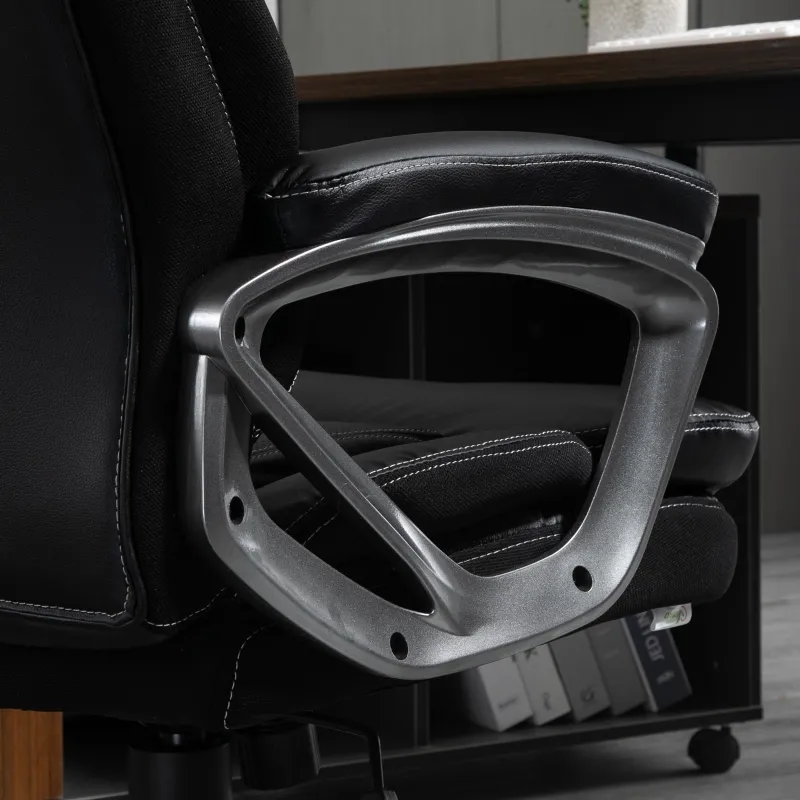 Vinsetto High Back Home Office Chair PU Leather Swivel Chair w/ Adjustable Height, Black