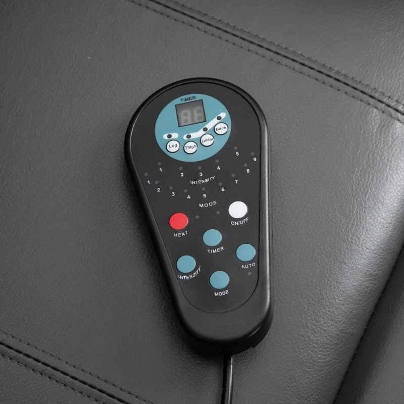 HOMCOM Electric Power Massage Recliner Chair PU leather w/ 8-Point Vibration Waist Heating, USB Port, Dark Grey