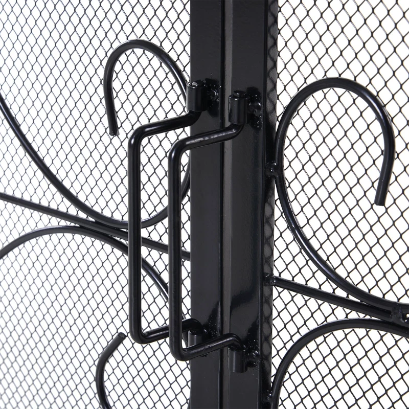 HOMCOM Fireplace Mesh Screen with Hinged Magnetic Doors and Standing Decorative Scrollwork