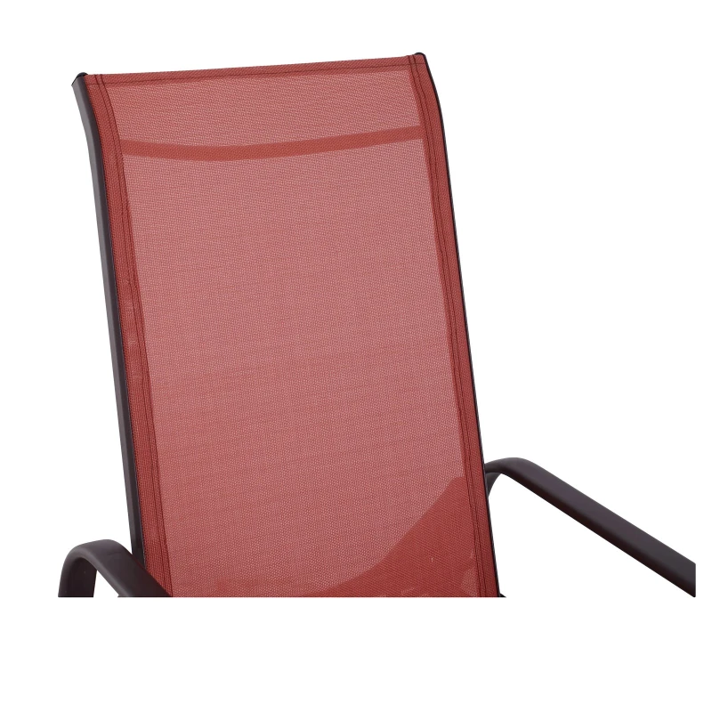 Outsunny 5pc Garden Sling Patio Bistro Set Outdoor Adjustable Lounger Table Footrest Set Brown