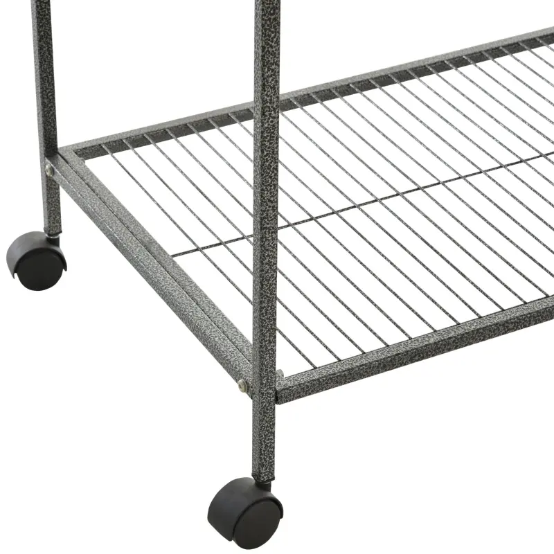 PawHut Rolling 65"L Bird Cage w/ Storage Shelf Wood Perch Food Container