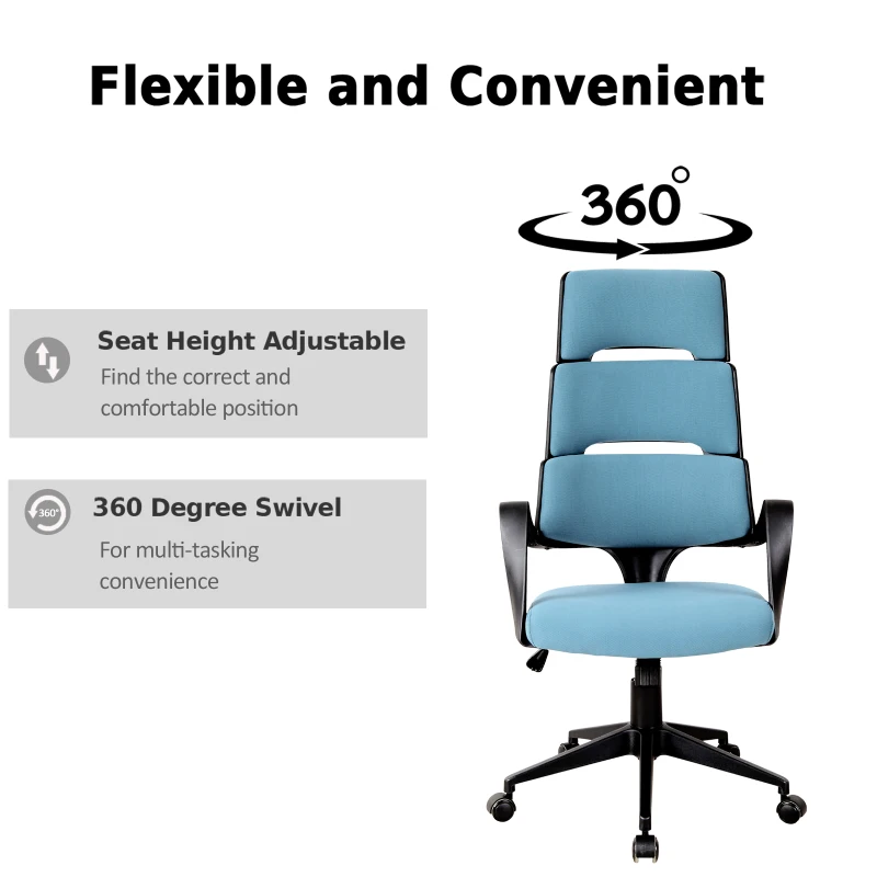 Vinsetto High Back Office Chair Fabric Executive Seat Swivel Desk Task Chair Swivel Fabric Seat Blue/Black