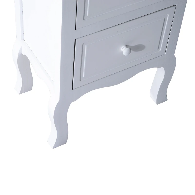 HOMCOM Night Stand Bedside End Table Wooden Bed Side With 2 Drawer White