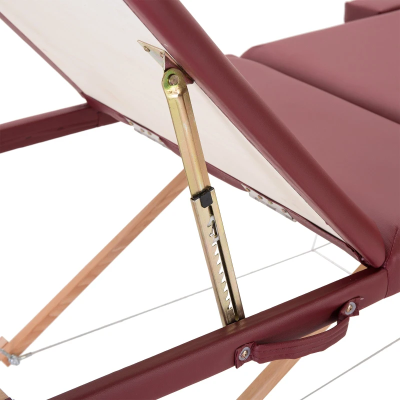 HOMCOM 3 Fold Massage Table w/ Carry Case Foldable Facial Spa Couch Dark Red