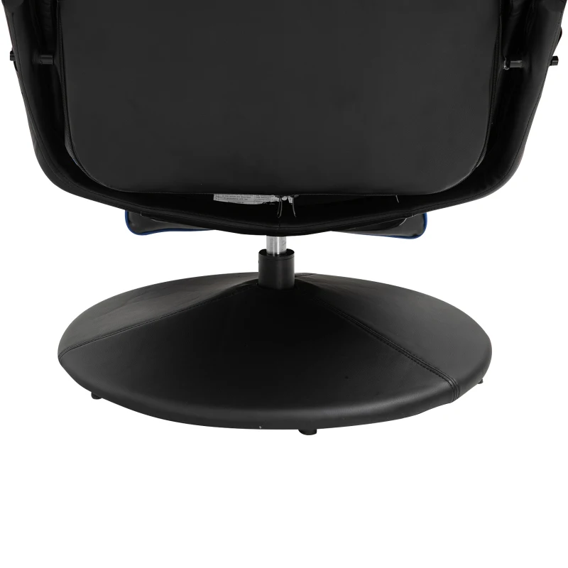 Vinsetto High Back Racing Style Gaming Chair, PU Leather Gamer Recliner Chair with Swivel Pedestal Base, Adjustable Footrest, and Head Pillow, Blue