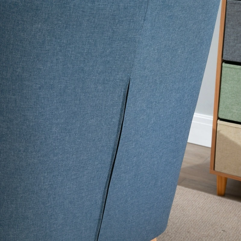 HOMCOM Modern Rocking Chair Sofa Armchair Modern Accent Chair with Thick Padding, Winged Back for Living Room, or Bedroom, Blue