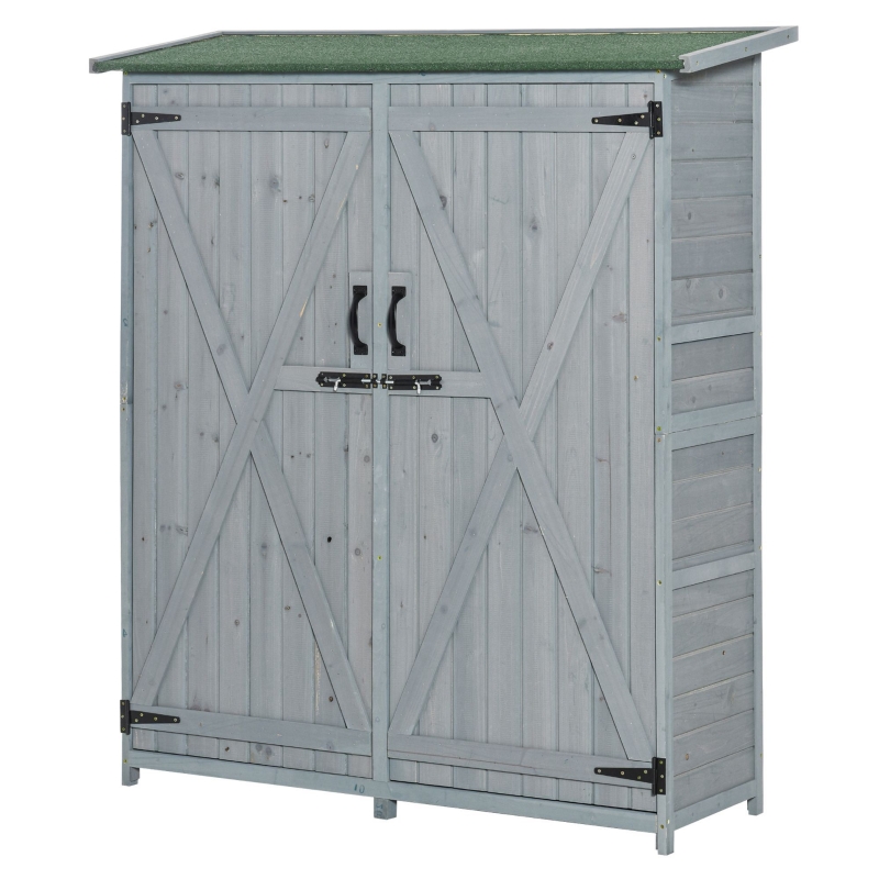 Outsunny Storage Shed Outdoor Tool Storage Cabinet for Garden Backyard with Lockable Doors & Shelves - Grey