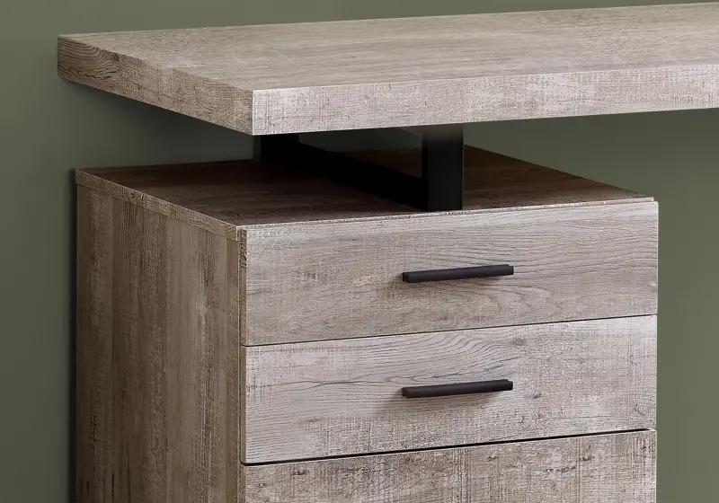 Monarch 48" Contemporary 3 Drawer Reclaimed Wood-look Office Computer Desk - Taupe