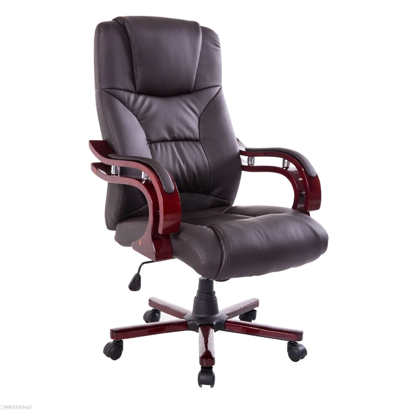HOMCOM PU / Wood High-Back Executive Swivel  Computer Office Chair, Brown 