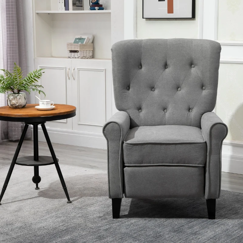 HOMCOM Linen Fabric Manual Recliner with Vibrating Massage and Wired Remote Control, Light Grey