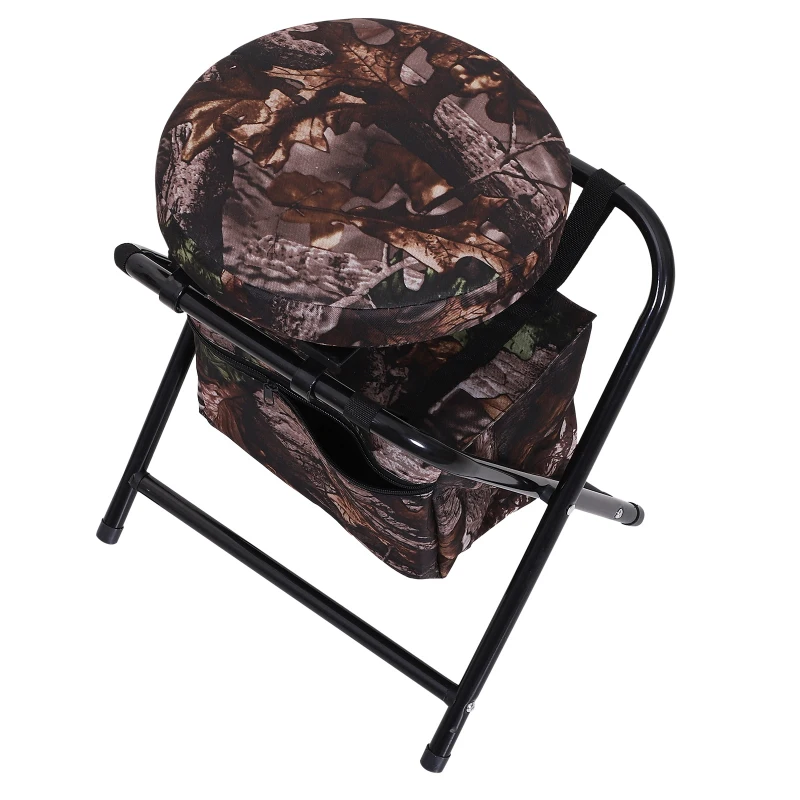 Outsunny Folding Lightweight Stool Chair w/ Zippered Storage Bag and Padded Seat Camouflage Cloth Outdoor Garden