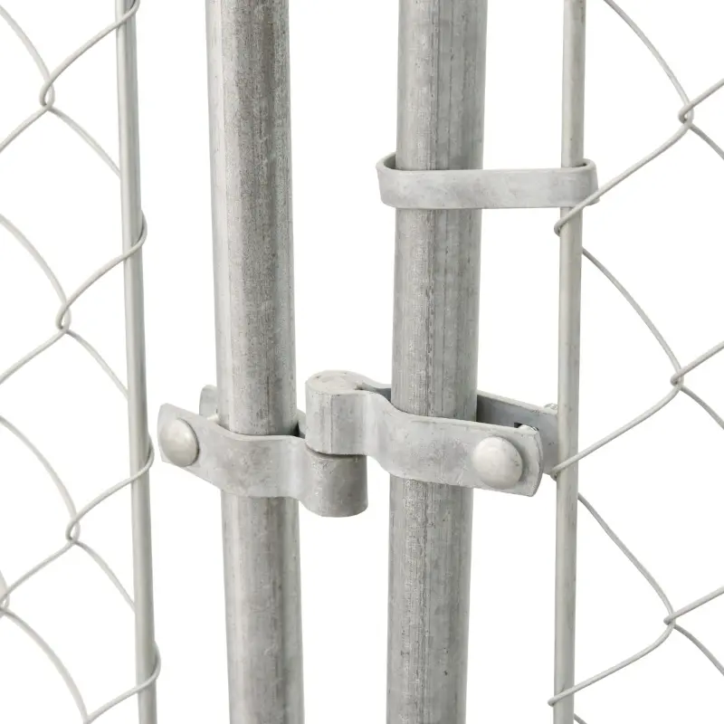 PawHut Outdoor Dog Kennel Galvanized Steel Fence with Cover Secure Lock Mesh Sidewalls for Backyard 9.8' x 9.8' x 7.7'
