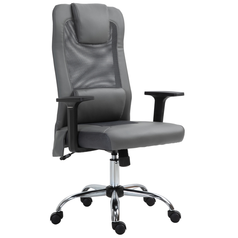 Vinsetto Mesh Office Chair with Rechargeable Electric Vibration Massage Lumbar Rocking, with Pillow, Wheels - Grey