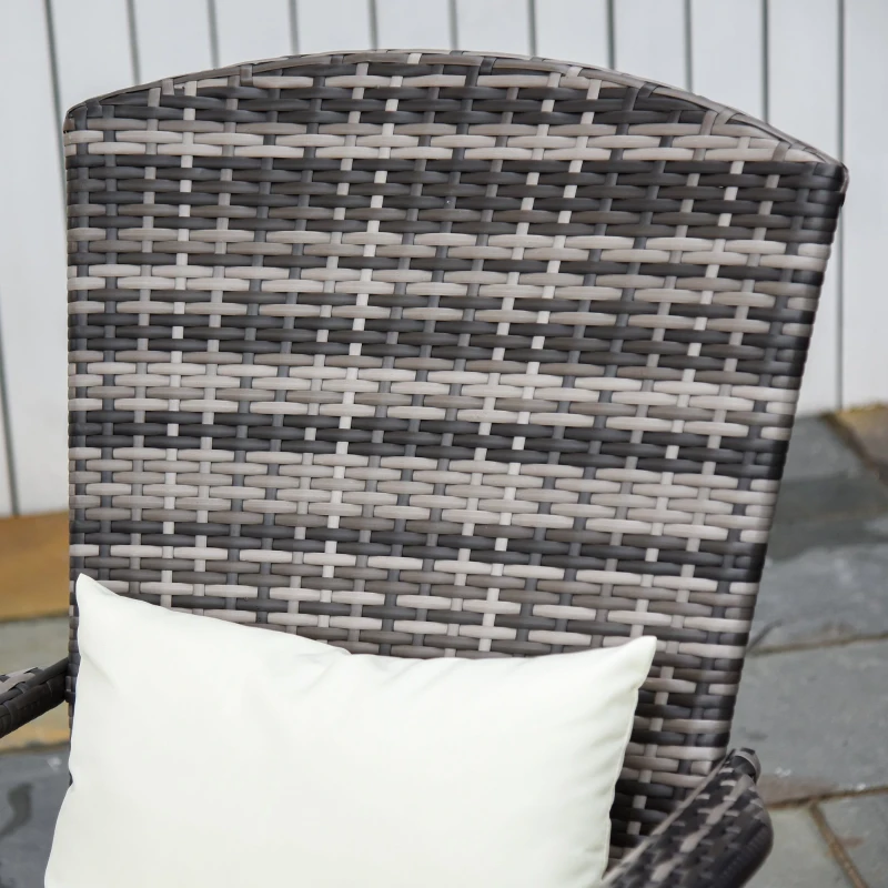 Outsunny Patio Wicker Adirondack Chair, All-Weather Rattan Fire Pit Chair with Soft Cushions, Tall Curved Backrest and Comfortable Armrests, Mixed Brown & Cream White