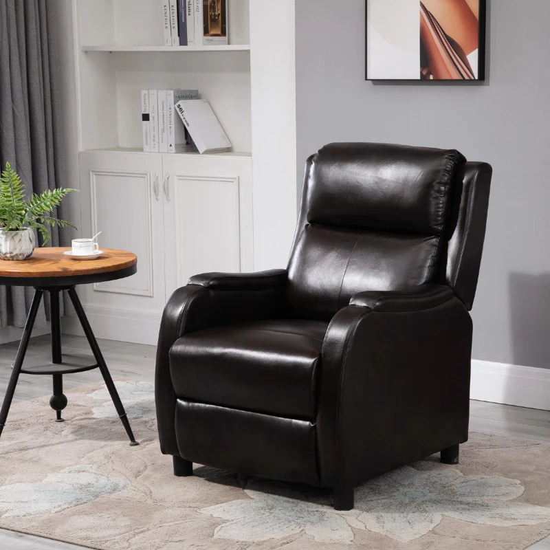 HOMCOM Massage Recliner Chair Padded Seat Cushion 165° Reclining Sofa with Side Pocket for Living Room, PU Leather, Remote Control, Dark Brown