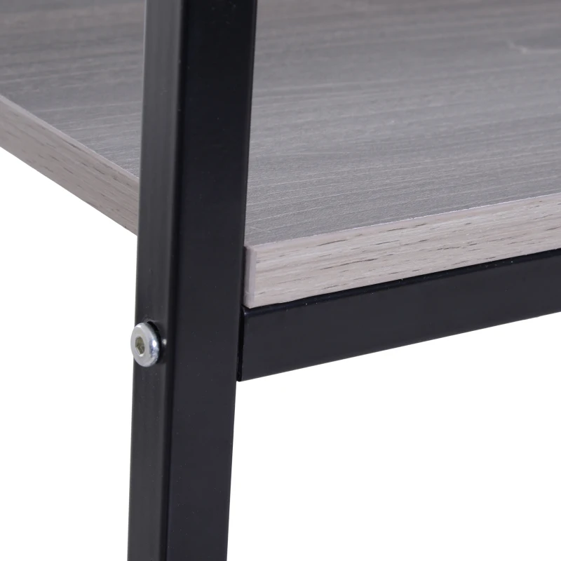 HOMCOM Computer Desk Wood Top Workstation PC Laptop Study Writing Table Home Office w/ Raised Rack Grey Oak