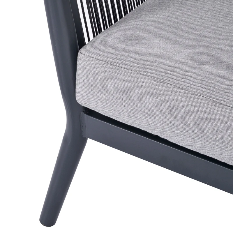 Outsunny 4 PCs PE Rattan Wicker Sofa Set Outdoor Conservatory Furniture Lawn Patio Coffee Table w/ Cushion Light Grey