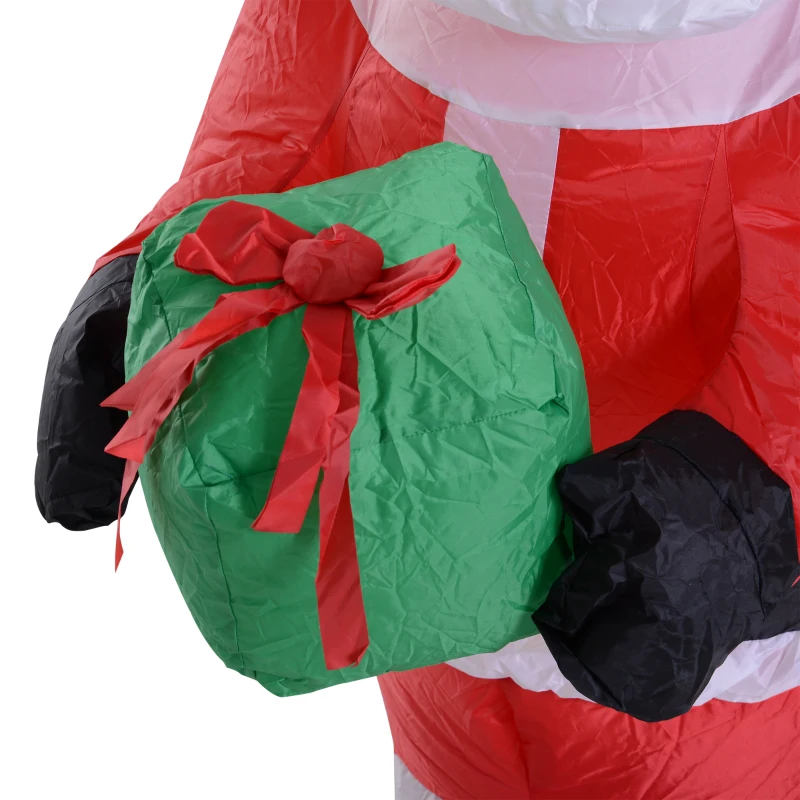 HOMCOM 8FT Tall Inflatable Santa Holding Gift Box Outdoor Lighted Airblown Christmas Decoration Holiday Lawn Yard Decor