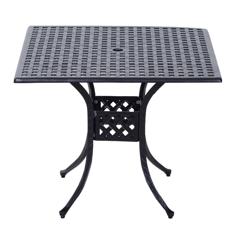 Outsunny 36" Square Metal Outdoor Patio Bistro Table with Umbrella Hole
