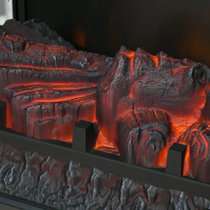 HOMCOM Electric Fireplace Heater, Freestanding Fireplace Stove with Realistic LED Log Flames and Overheating Safety Protection, 1400W, Black