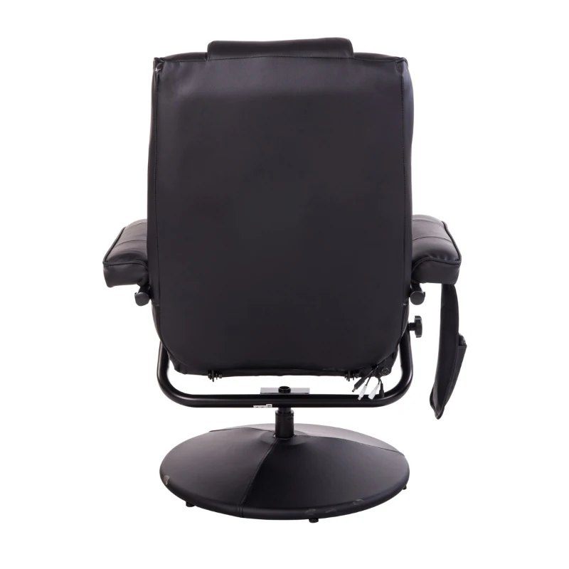HOMCOM Massaging Faux Leather Recliner Chair and Ottoman Set, Swivel Vibration Massage Lounge Chair with Remote Control for Living Room, Bedroom, or Office, Black