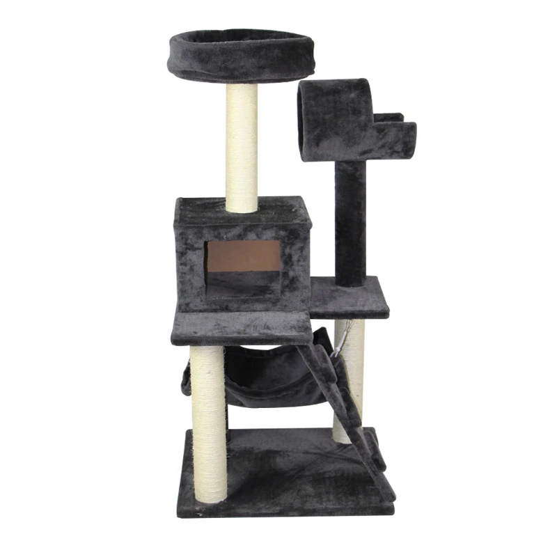 Pawhut Classic Cat Tree Cond Climber Furniture Kitty Scratching Toys House Grey