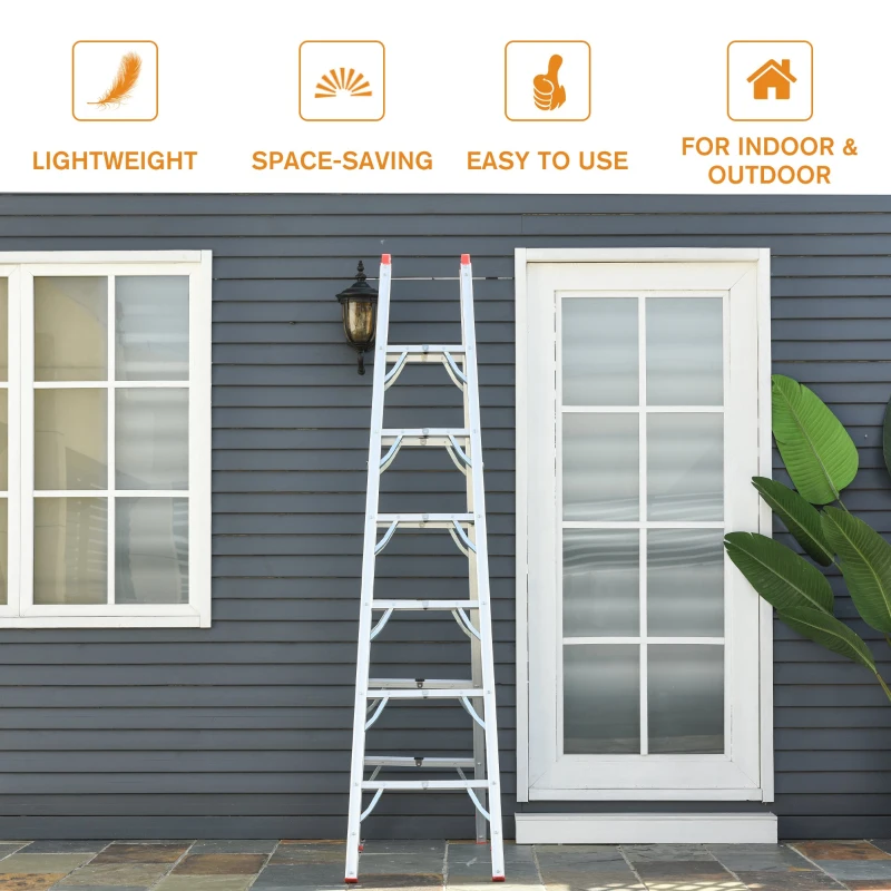 HomCom Multi-Purpose Folding Aluminum Ladder with 6 Platforms, for Indoor & Outdoor Use & a 330lbs Capacity, 82" Tall