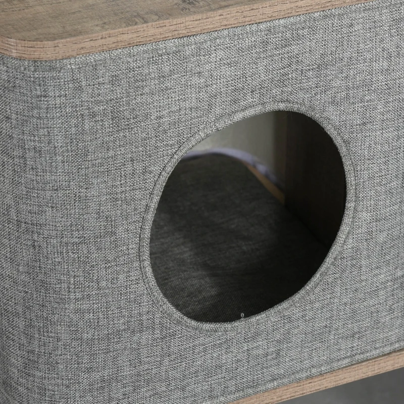 PawHut 34" Cat Tree Tower Activity Center with Natural Jute Scratch Material, Cushions on Each Platform, & Condo Area