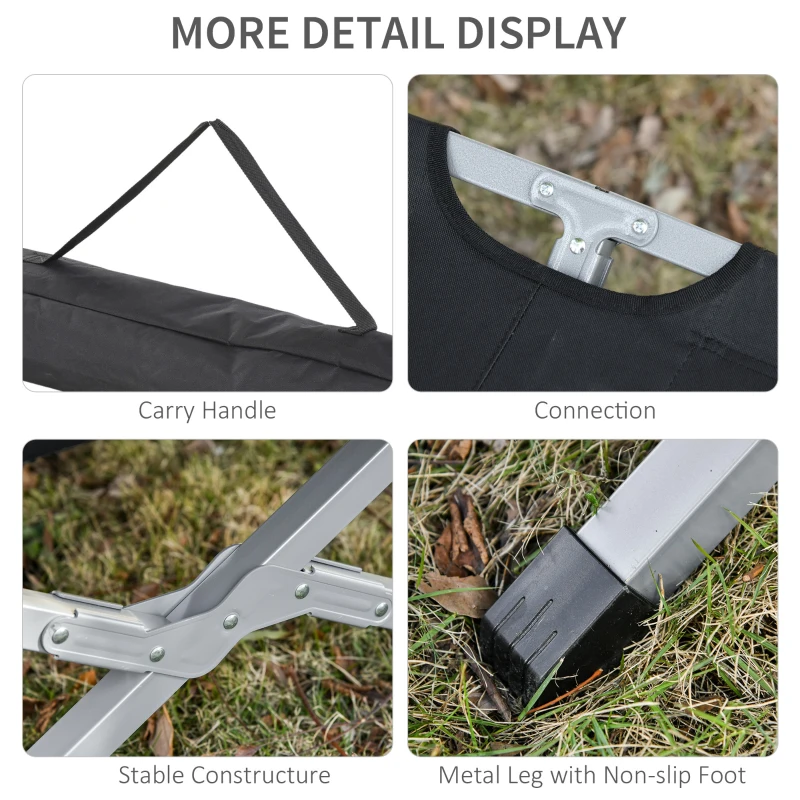 Outsunny Folding Camping Cot Portable Outdoor Sleeping Bed w/ Carrying Bag Black