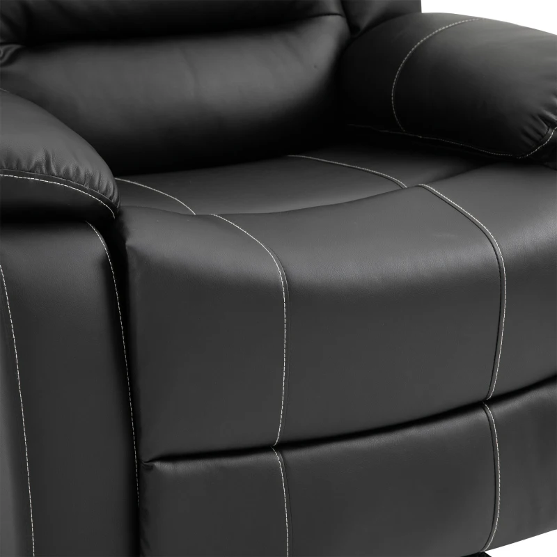 HOMCOM Vibrating Massage PU Leather Recliner Chair, Footrest with Remote Control, and 8 Massaging Points, Black