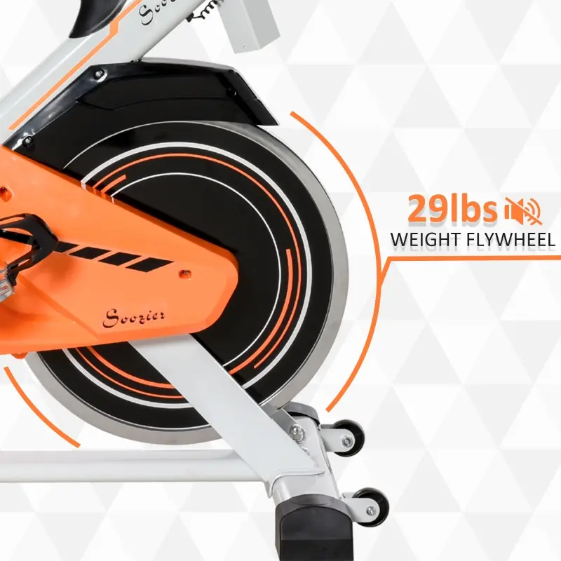 Soozier Exercise Bike, Indoor Cycling Stationary Bike, Belt Drive with Comfortable Cushion, Heart Rate, Adjustable Seat and Handlebar, LCD Monitor for Home Gym Cardio Workout